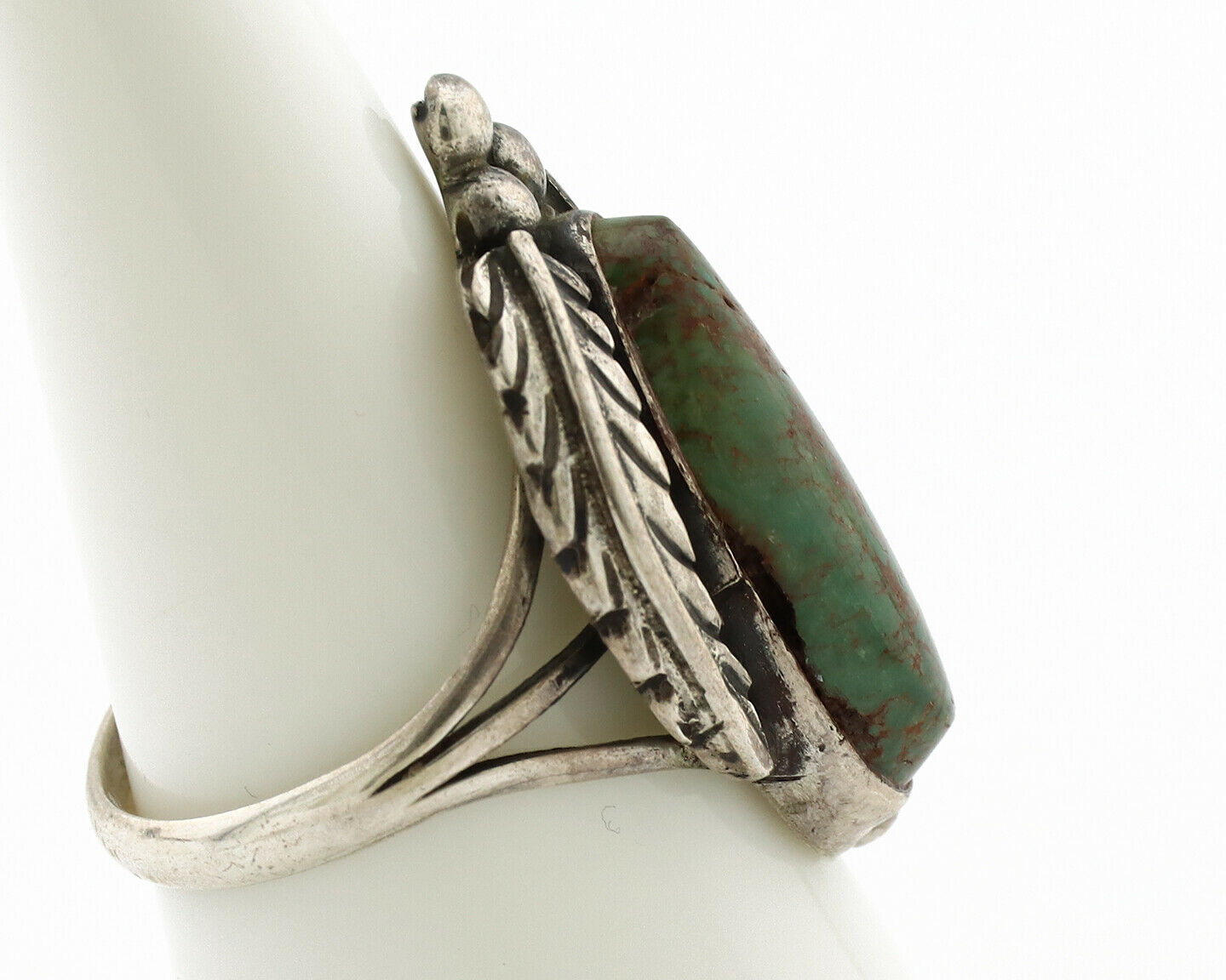Navajo Ring .925 Silver Manassas Turquoise Signed Native Artist C.80's