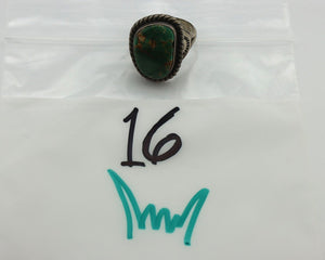 Navajo Ring .925 Silver Manassas Turquoise Native Artist Signed C.80's