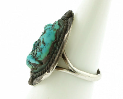 Navajo Ring .925 Silver Blue Turquoise Native American Artist C.80's