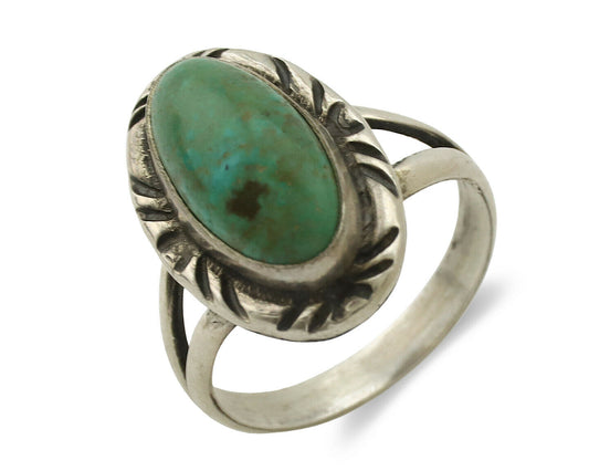 Navajo Ring .925 Silver Natural Mined Turquoise Artist Signed C.80's