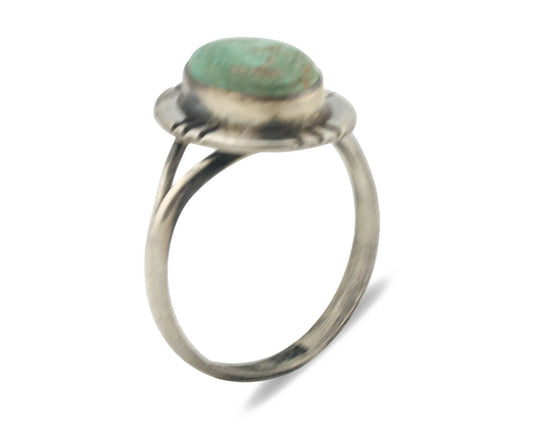 Navajo Ring .925 Silver Natural Mined Turquoise Native Artist Signed C.80's
