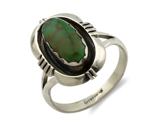 Navajo Ring .925 Silver Kingman Turquoise Handmade Native American Artist C.80's
