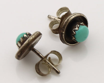 Zuni Earrings 925 Silver Natural Kingman Turquoise Native American Artist C.80's