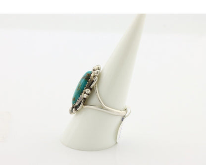 Navajo Ring .925 Silver Blue Gem Turquoise Artist Signed Billy Eagle C.80's