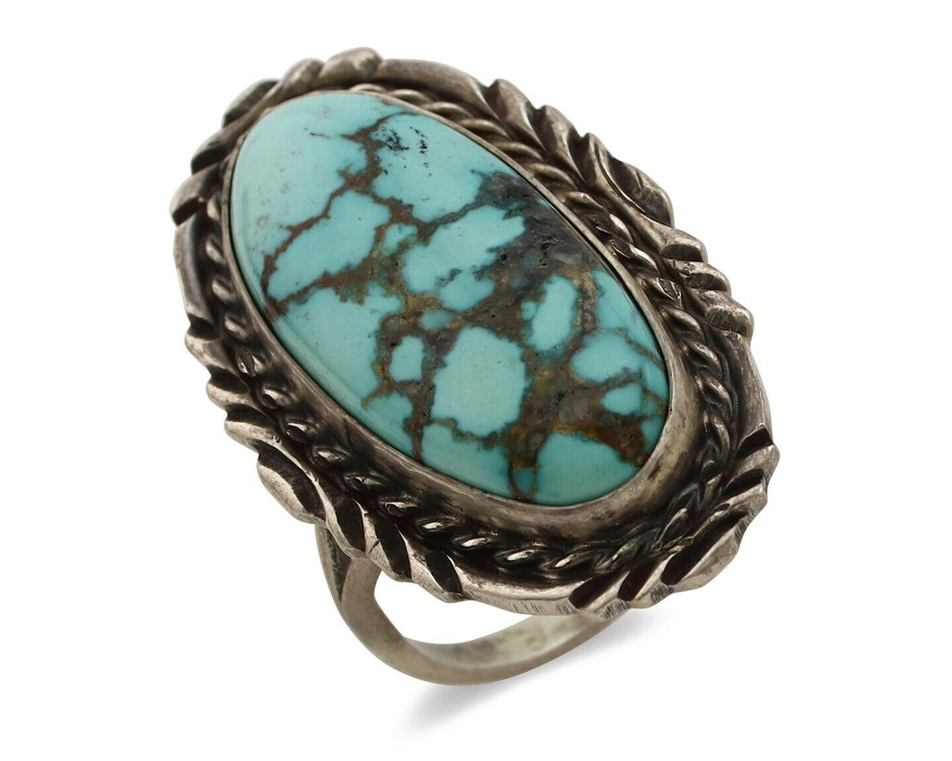 Navajo Ring 925 Silver Blue Spiderweb Artist Signed Billy Eagle C.80s