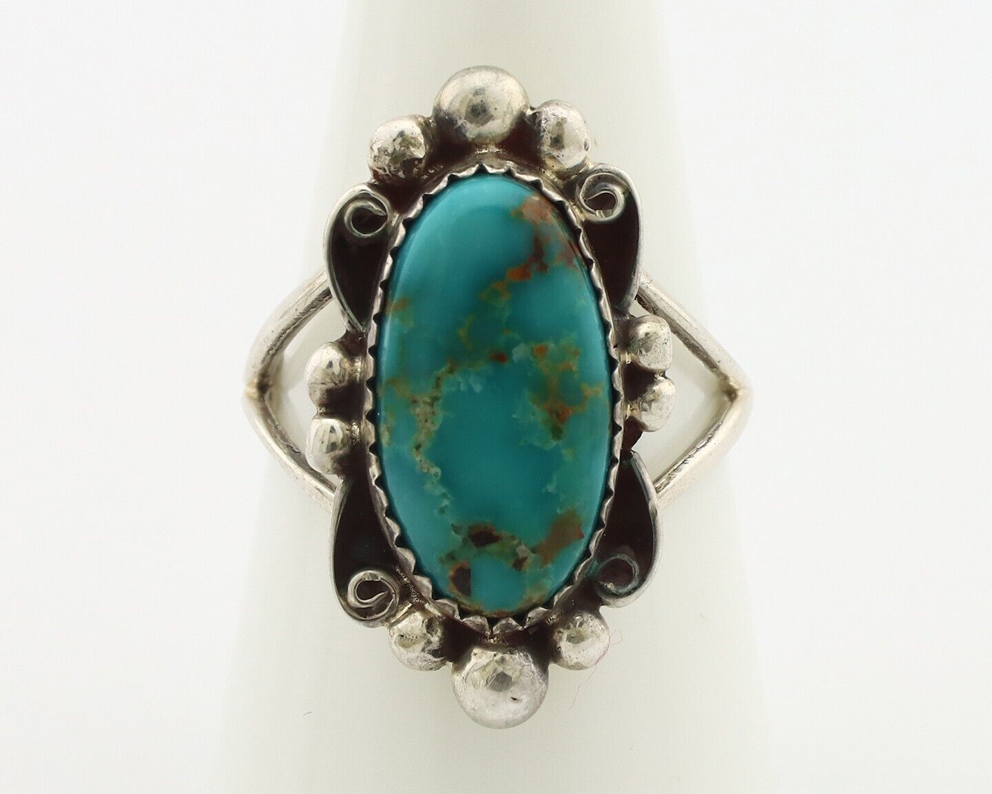 Navajo Ring .925 Silver Blue Gem Turquoise Artist Signed Billy Eagle C.80's