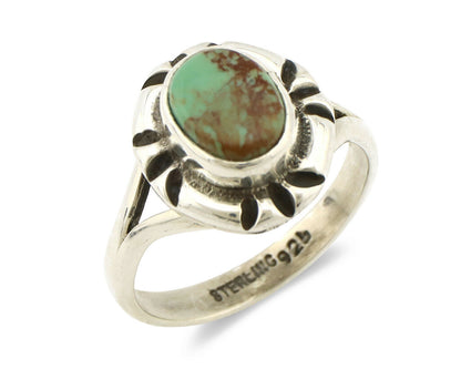 Navajo Ring .925 Silver Kingman Turquoise Artist Signed Gecko C.90's