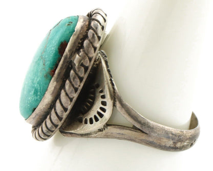 Navajo Handmade Ring 925 Silver Blue Turquoise Signed Native Artist C.80's