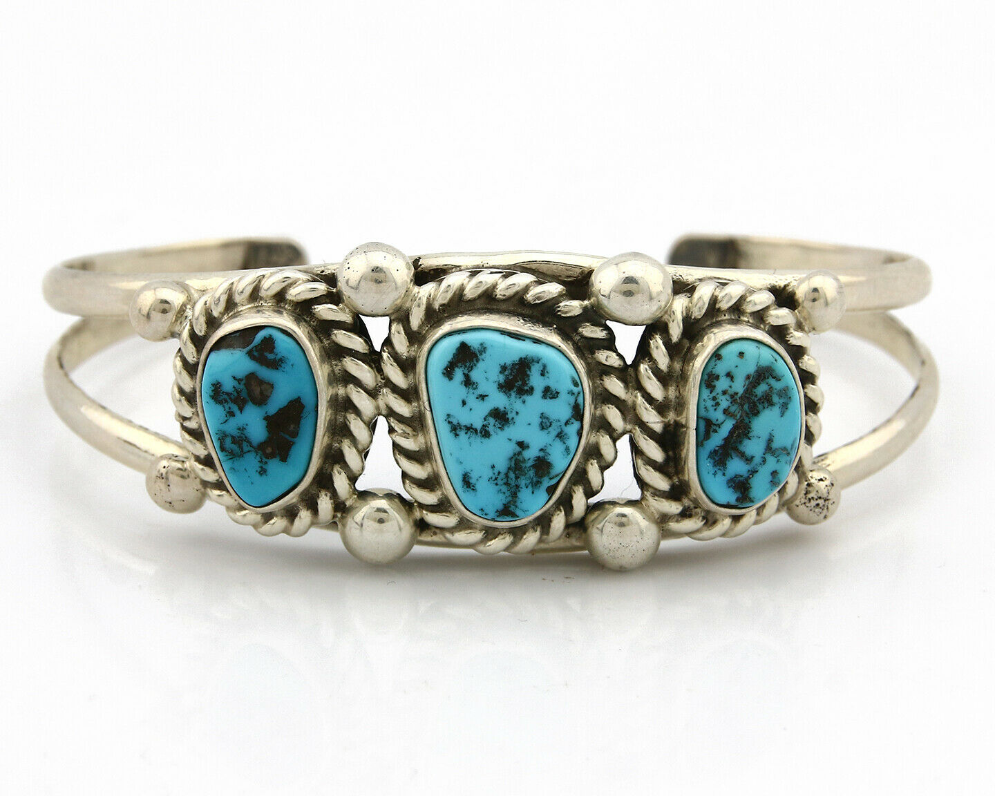 Navajo Bracelet .925 Silver Sleeping Beauty Turquoise Native C.80's