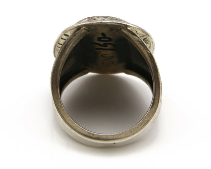Navajo Kingman Turquoise Ring .925 Silver Artist Signed JMC C.80's