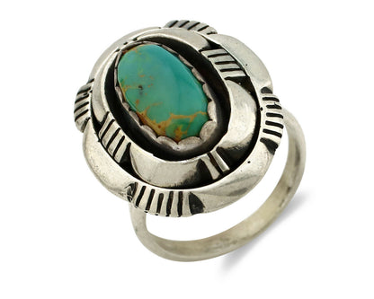 Navajo Ring .925 Silver Royston Turquoise Artist Signed L. M. Nez C80s