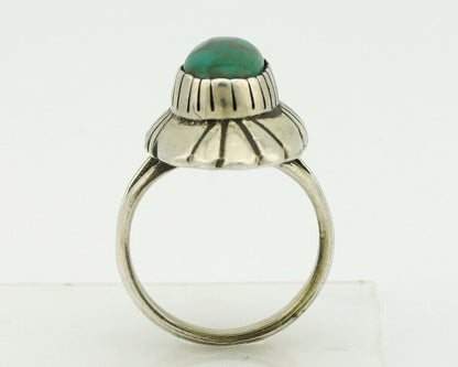 Navajo Ring .925 Silver Green Turquoise Artist Signed M Montoya C.80's