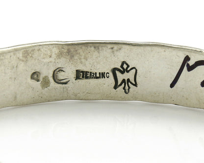 Navajo Bracelet .925 Silver Handmade Hand Stamped Signed Artist C Montoya C.80's