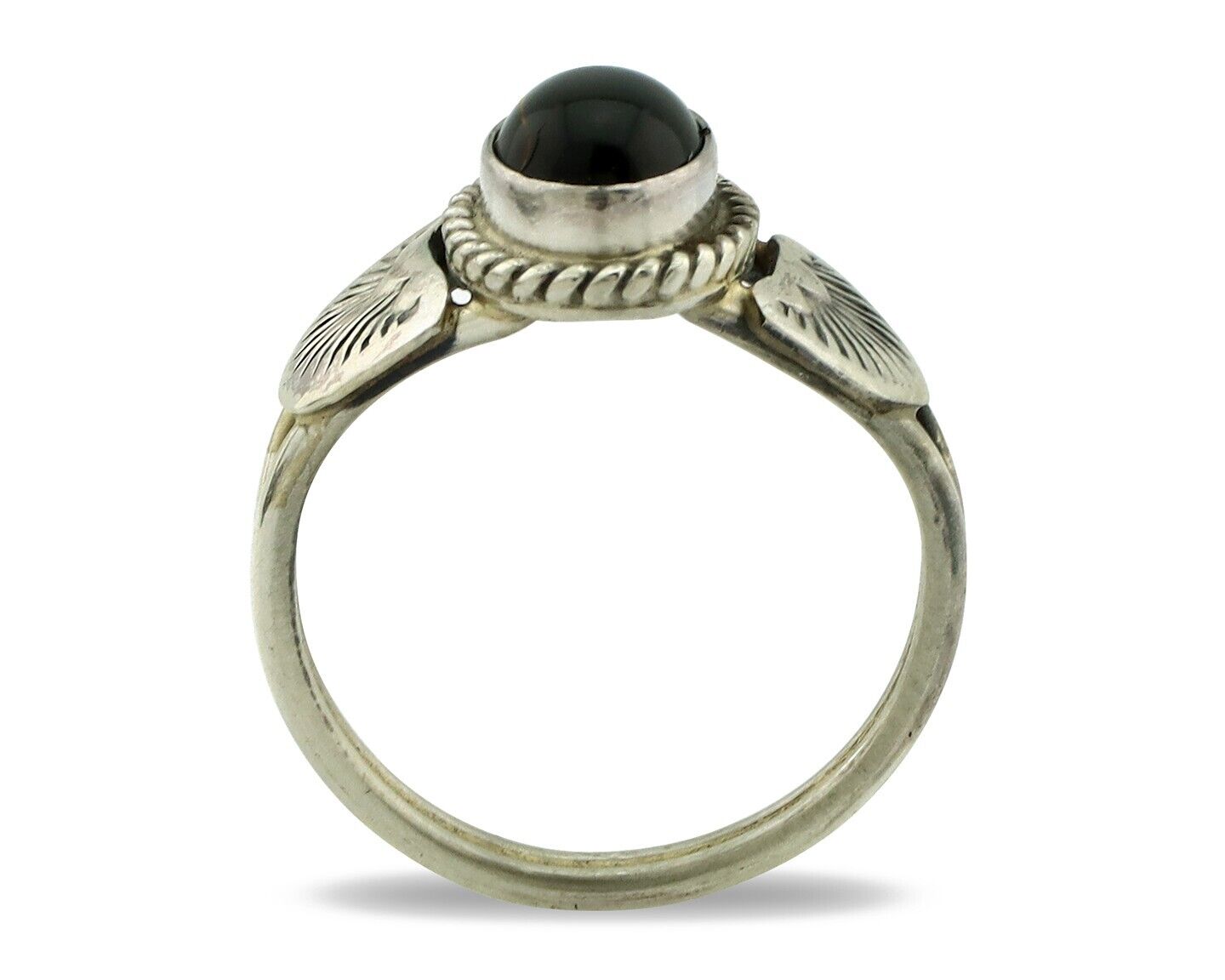 Navajo Ring 925 Silver Natural Mined Black Onyx Native American Artist C.80's