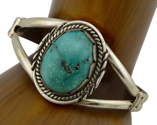 Navajo Bracelet .925 Silver Royston Turquoise Signed Apache Manufacturing C.80's