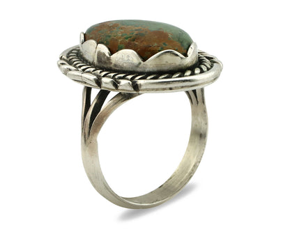 Navajo Ring .925 Silver Natural Aqua Turquoise Signed Apache C.80's