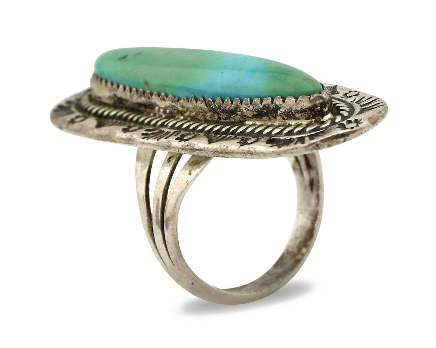 Navajo Ring .925 Silver Royston Turquoise Native American Artist C.80's