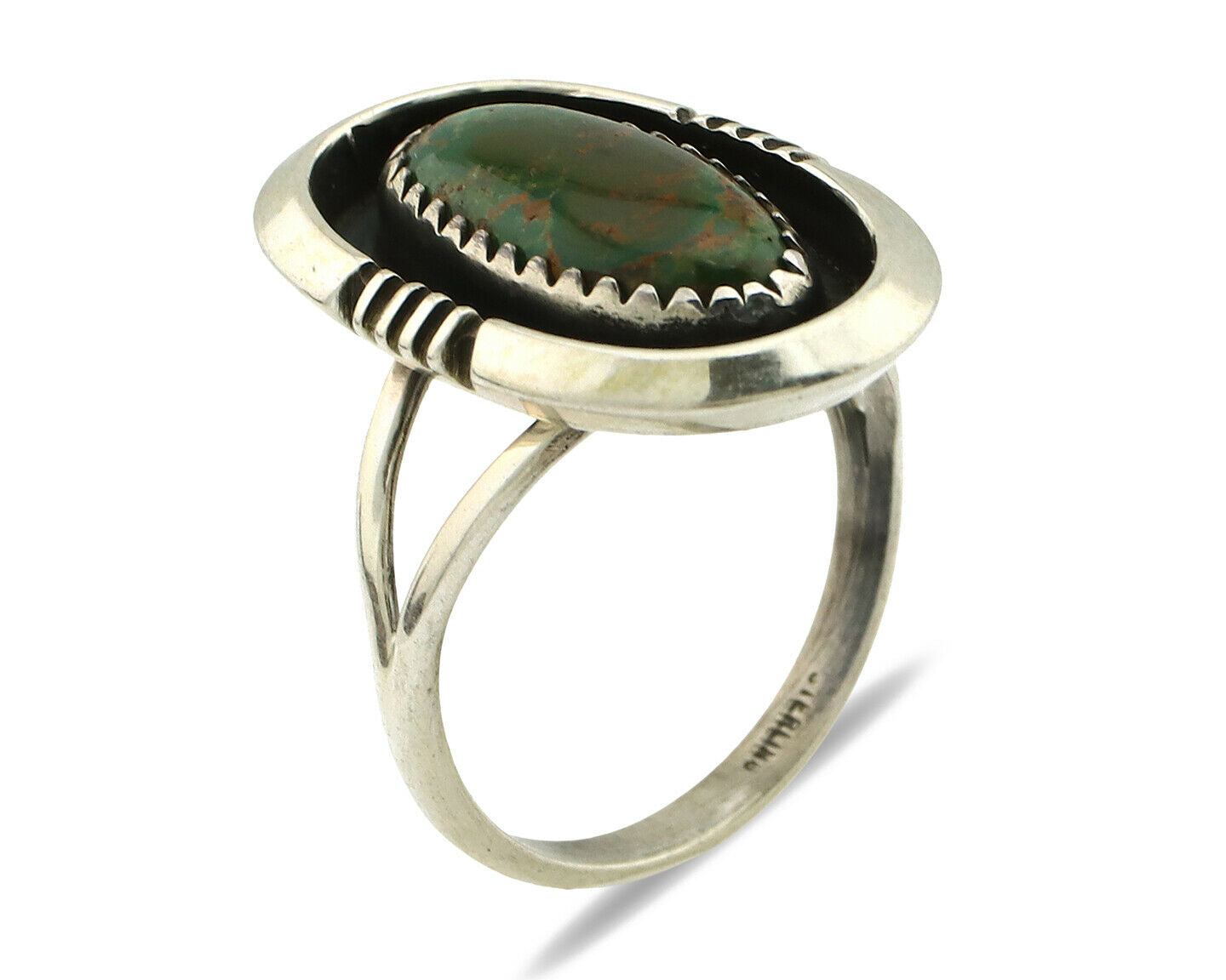 Navajo Ring .925 Silver Manassas Turquoise Native American Artist C.1980's