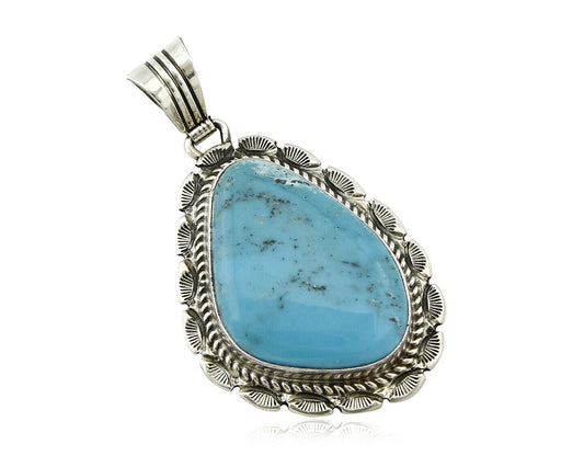 Navajo Pendant .925 Silver Turquoise Signed Artist LT Begay C.80's