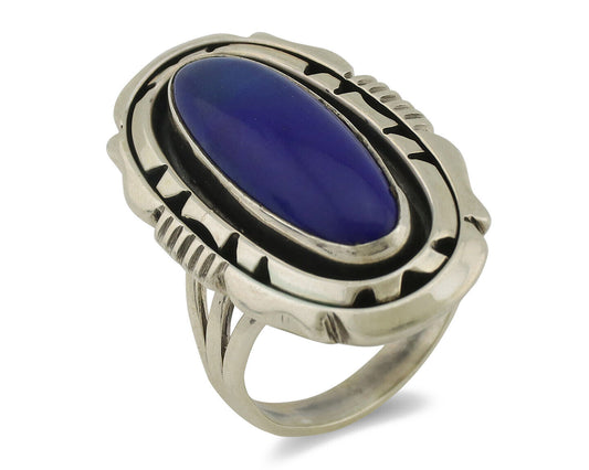 Navajo Ring 925 Silver Natural Lapis Lazuli Artist Signed William Denetdale C80s