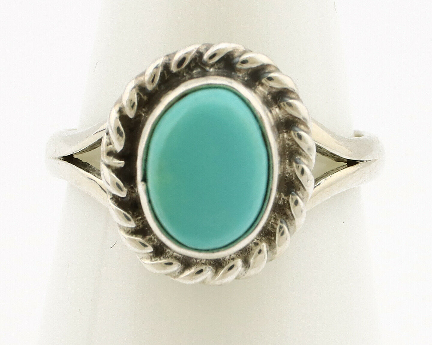 Navajo Ring .925 Silver Kingman Turquoise Artist Signed Gecko C.90's