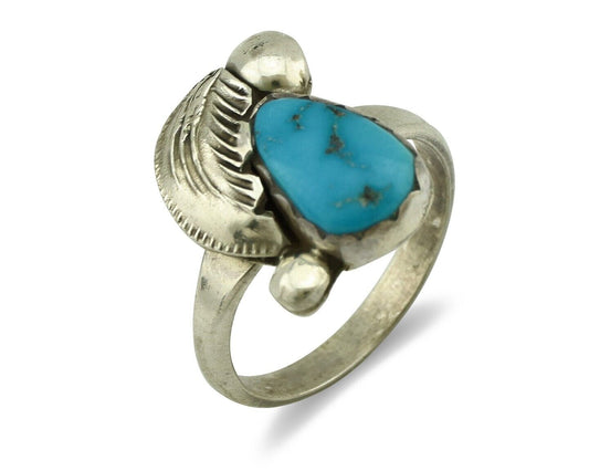 Zuni Ring 925 Silver Natural Blue Gem Turquoise Artist Signed Simplicio C.80's