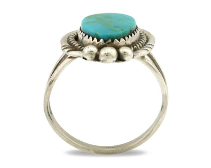 Navajo Ring .925 Silver Kingman Turquoise Artist Signed A C.1980's