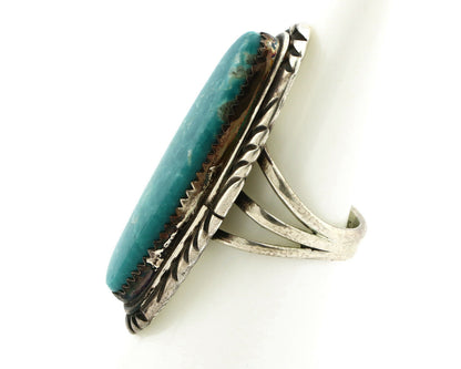 Navajo Ring .925 Silver Kingman Turquoise Signed Artist USA C.80's