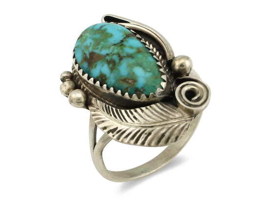 Navajo Ring 925 Silver Turquoise Mtn Turquoise Artist Signed Morris C.80's