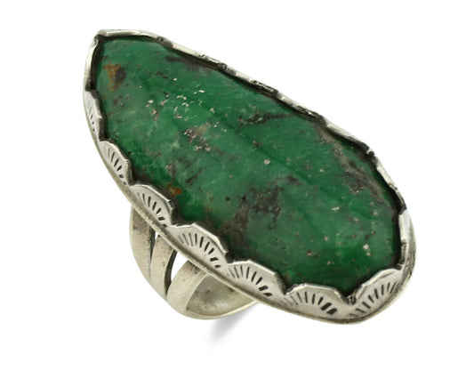 Navajo Ring .925 Silver Colorado Slab Turquoise Native American Artist C.1980's