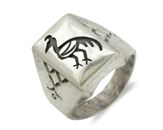 Navajo Road Runner Ring .925 Handmade Native American C.80's