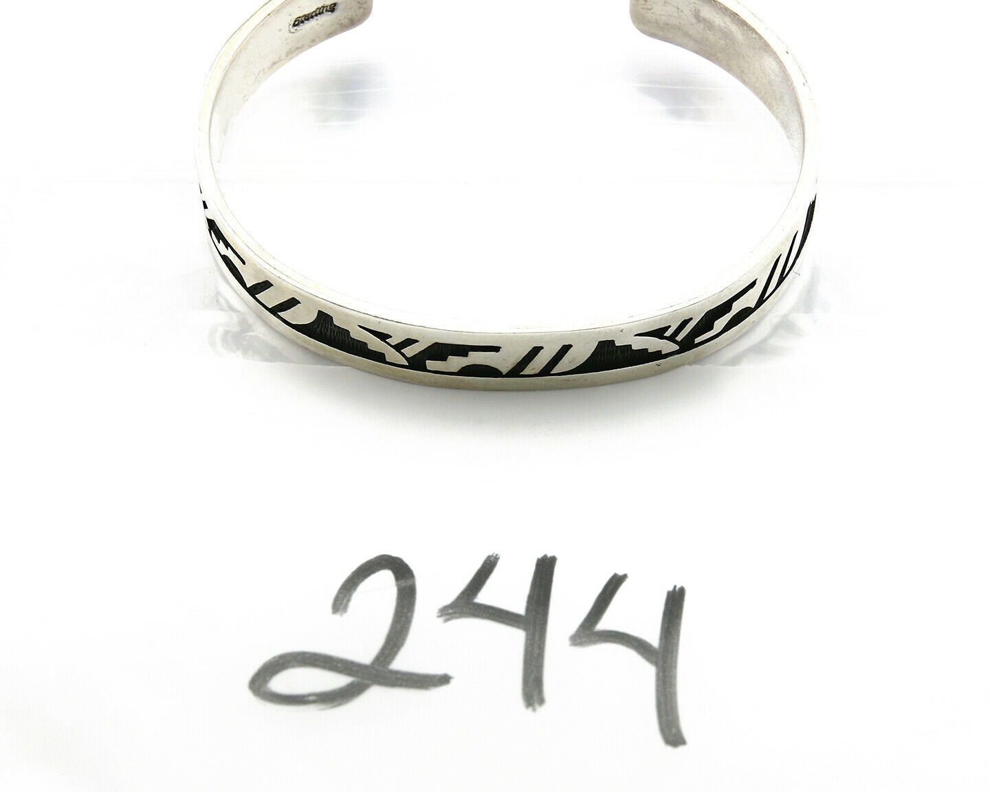 Navajo Bracelet .925 SOLID Silver Native American Artist Overlay Style C.90's