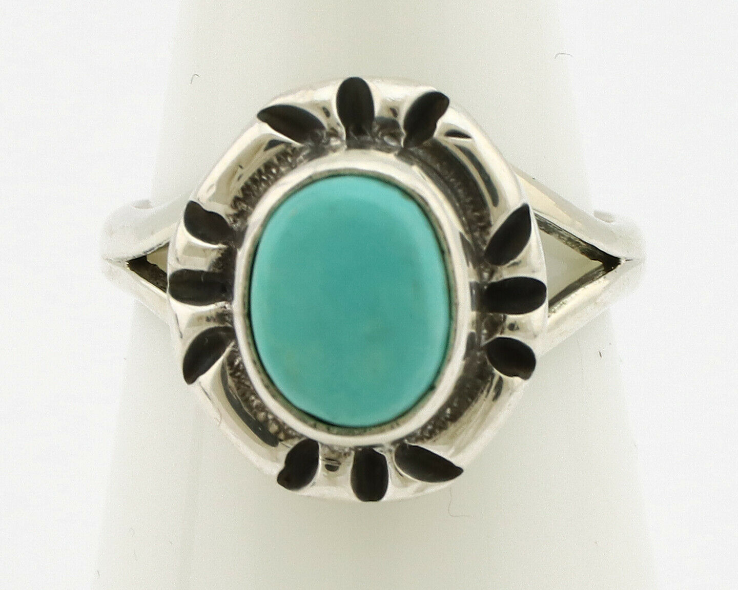 Navajo Ring .925 Silver Kingman Turquoise Artist Signed Gecko C.90's