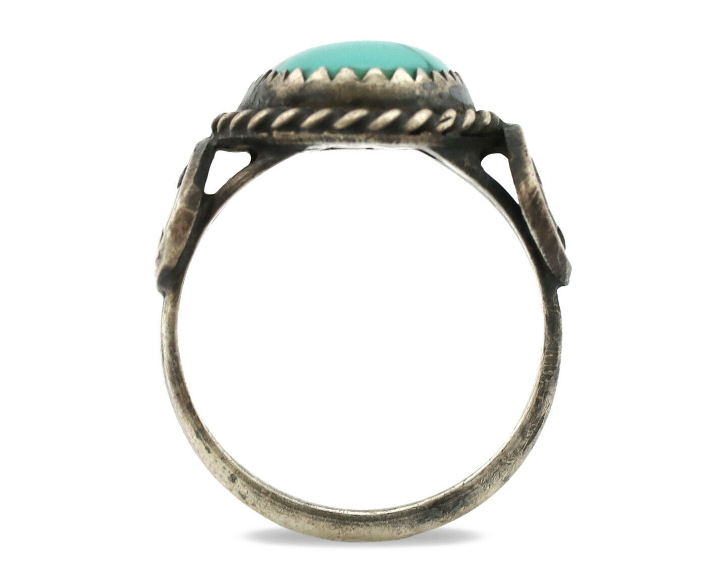 Navajo Ring .925 Silver Blue Turquoise Artist Signed FA C.1980's