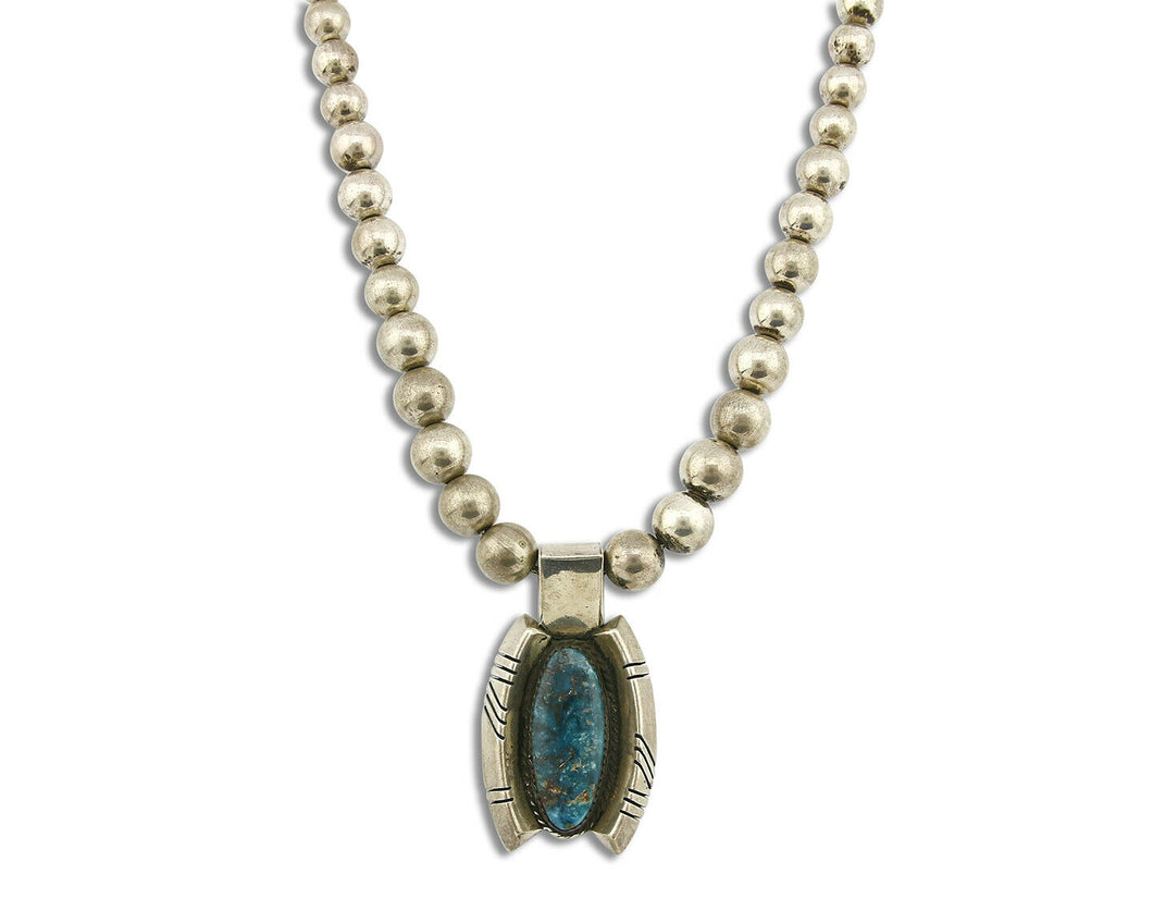 Navajo Blue Diamond Turquoise Necklace .925 Silver Handmade