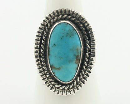 Navajo Ring .925 Silver Natural Blue Turquoise Artist Signed JT C.80's