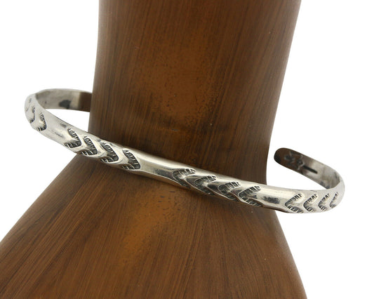 Navajo Bracelet .925 Silver Hand Stamped Arrow Head Artist I Montoya C.80's