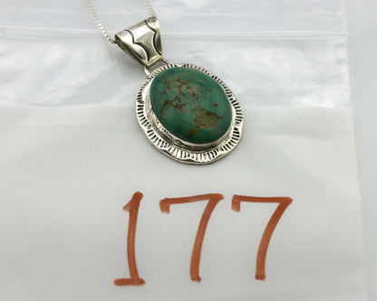 Navajo Kingman Turquoise Pendant .925 Silver Artist Signed JP C.80's