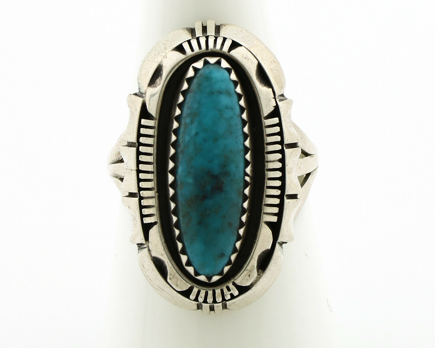 Navajo Ring .925 Silver Spiderweb Turquoise Signed WP C.80's