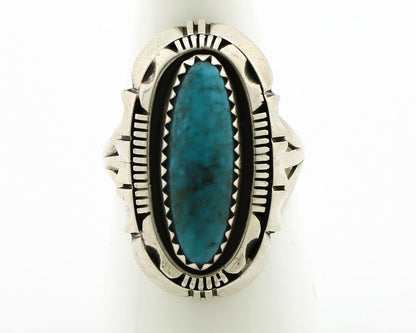 Navajo Ring .925 Silver Spiderweb Turquoise Signed WP C.80's