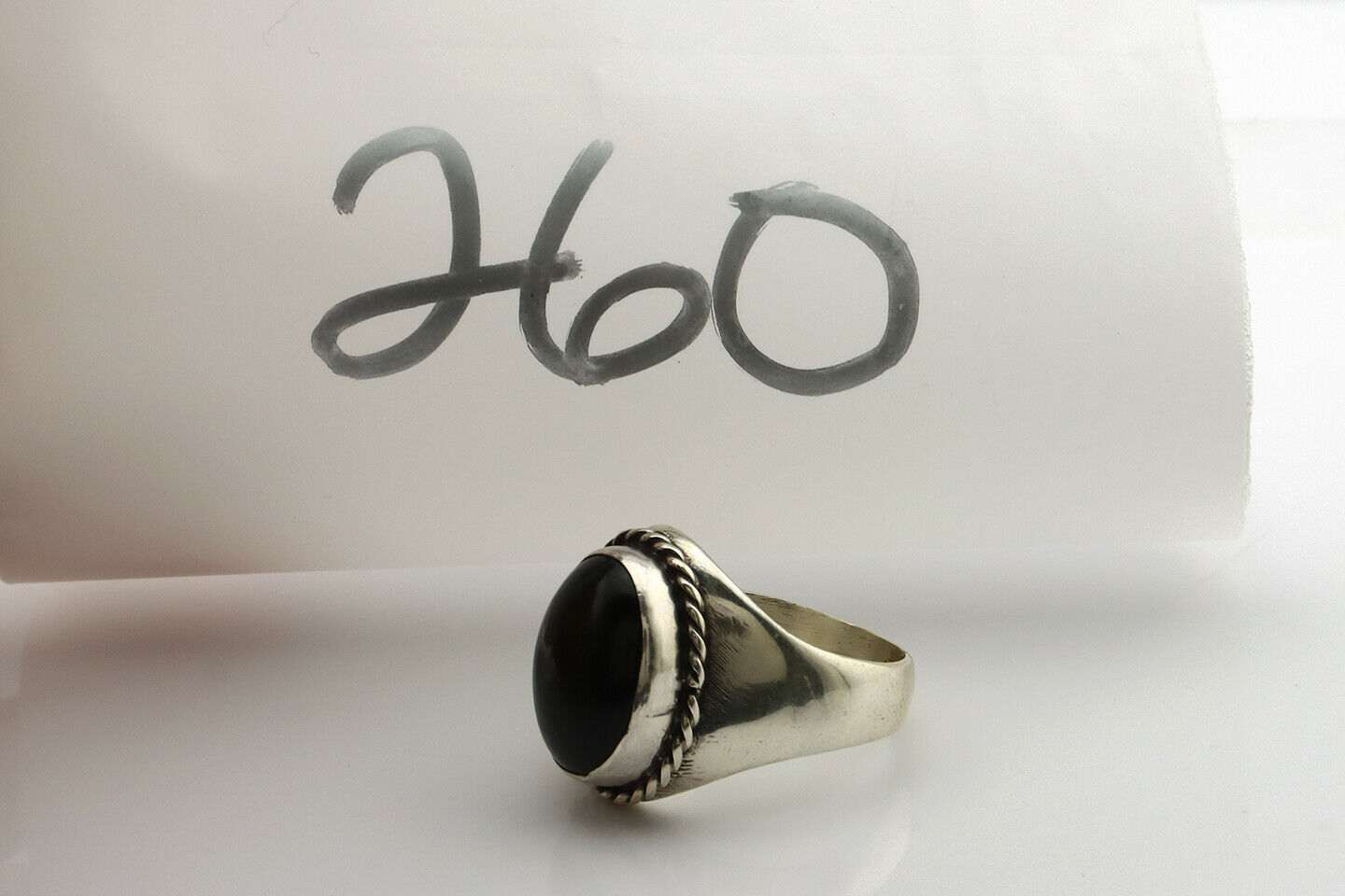 Navajo Ring .925 Silver Black Onyx Native American Artist C.80's