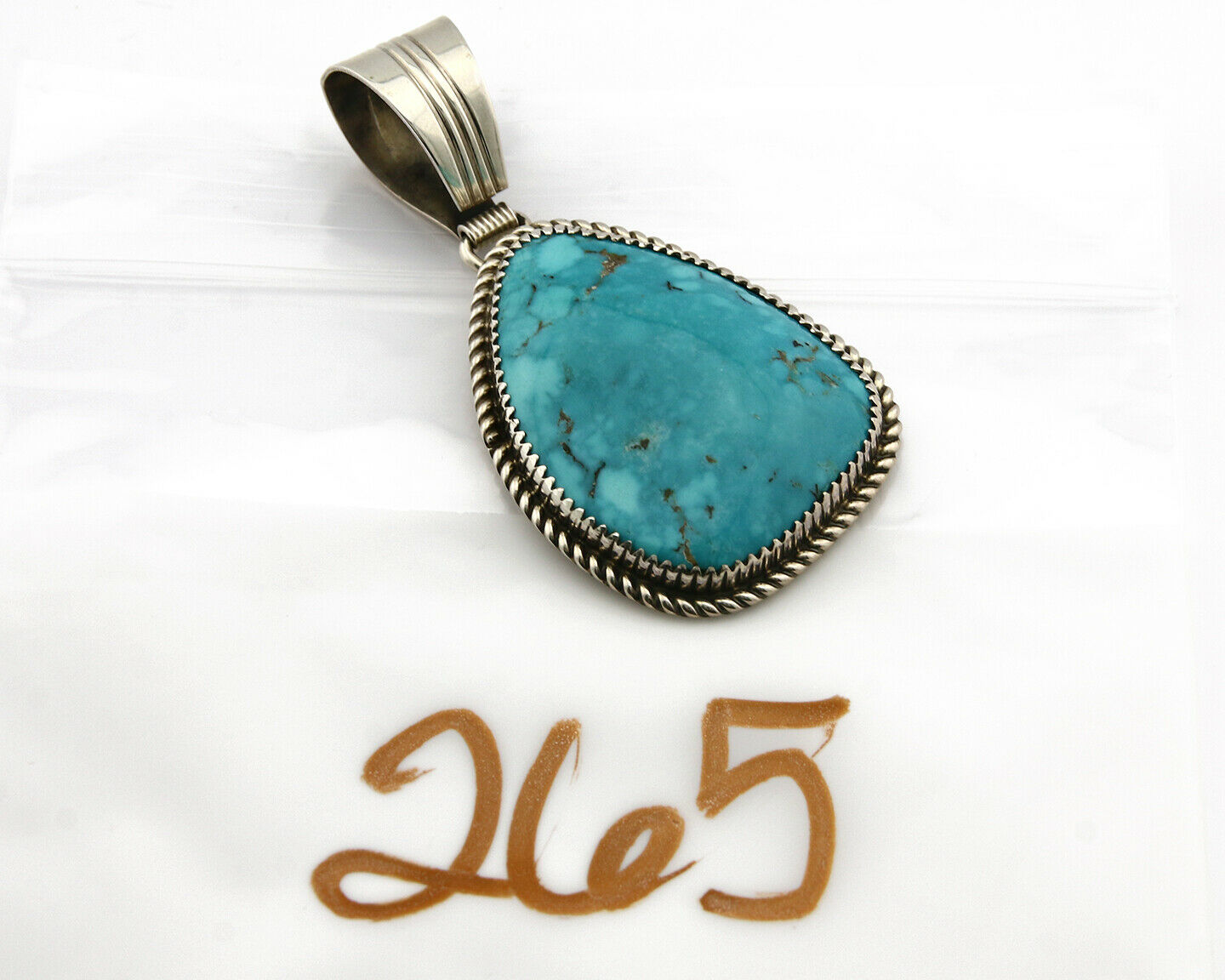 Navajo Pendant Turquoise Mountain .925 Silver Signed LTB C.80's