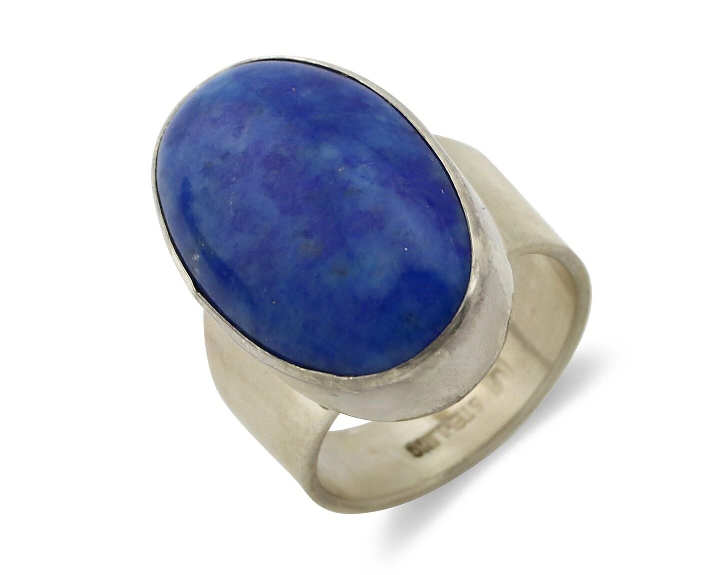 Navajo Ring 925 Silver Natural Lapis Artist Signed Wilbur Musket Jr C.80's