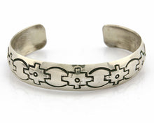 Navajo Bracelet .925 Silver Hand Stamped Artist Signed Tracy C.80's