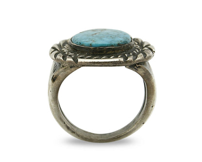 Navajo Turquoise .925 Ring Silver Signed Jack Tom C.80's