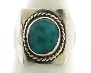 Navajo Ring .925 Silver Natural Turquoise Handmade Native American Artist C.80s
