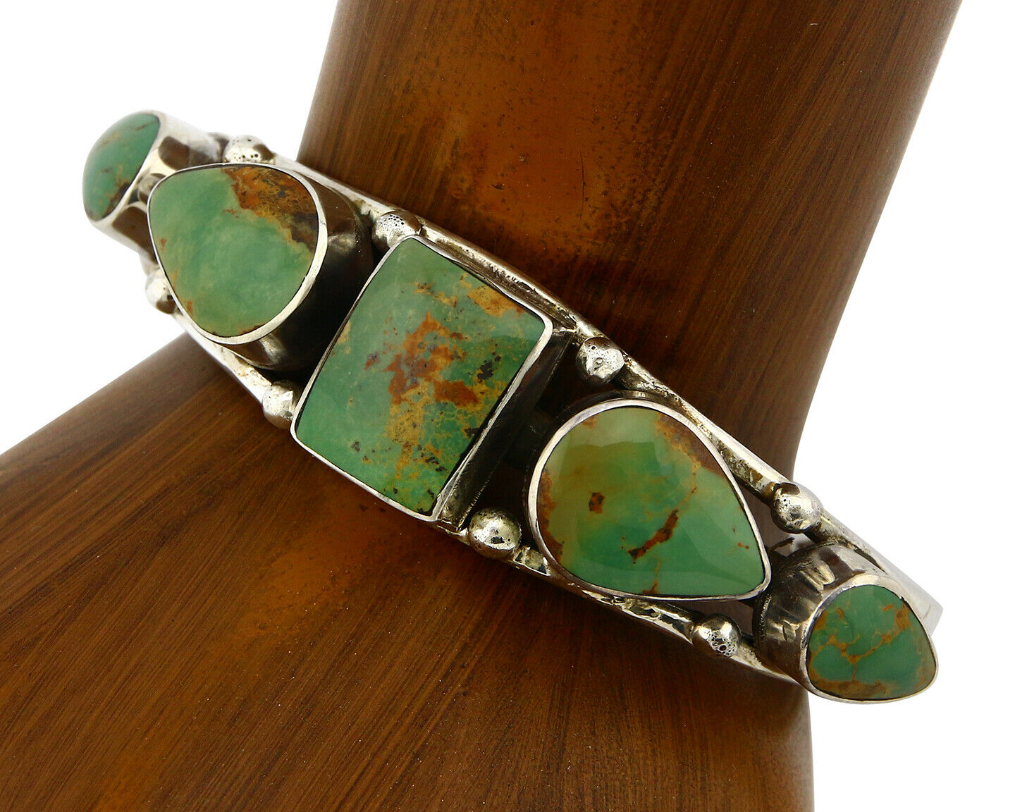 Navajo Turquoise Bracelet SOLID .925 Silver Signed Artist GN C.80's