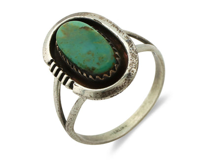 Navajo Ring .925 Silver Sleeping Beauty Turquoise Native American Artist C.1980s