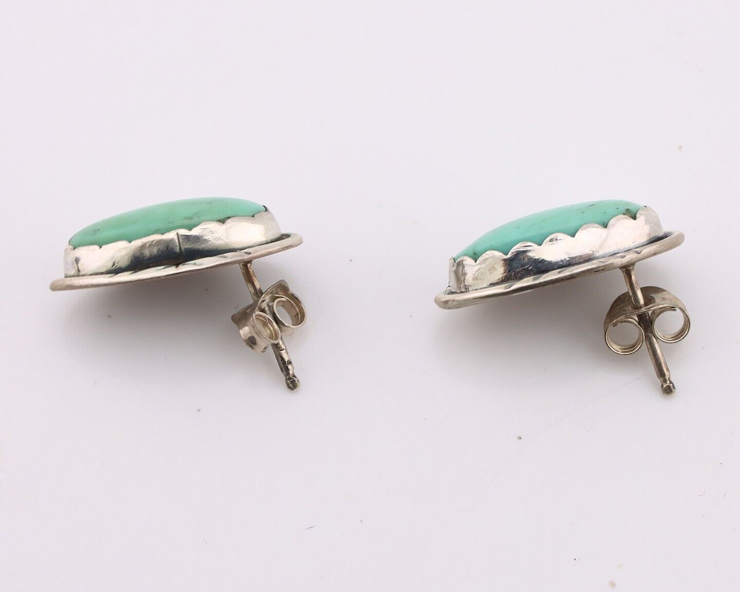 Navajo Earrings 925 Silver Manassas Turquoise Native American Artist C.90's