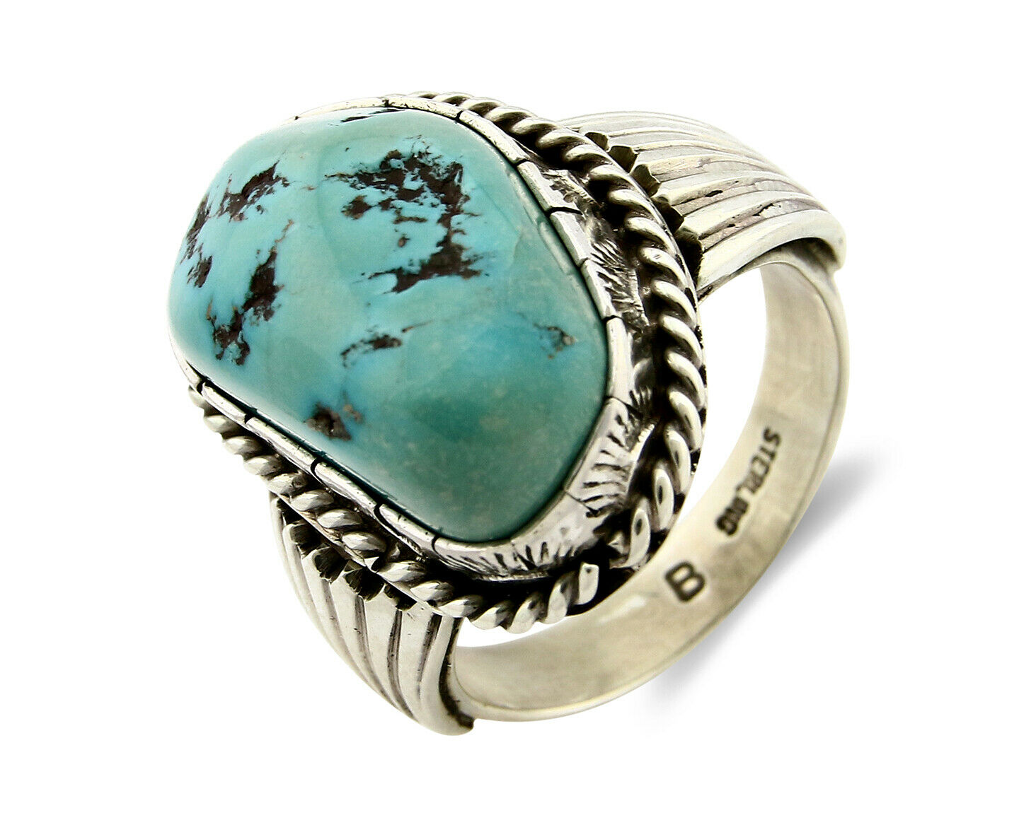 Navajo Turquoise Ring .925 Silver Handmade Signed Artist Begay C.80's